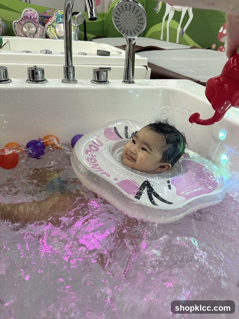 Baby enjoying a bath