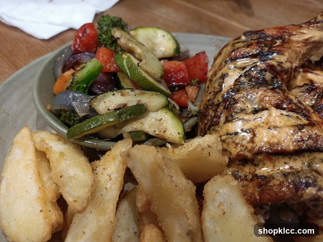 Grilled Chicken with Roasted Vegetables and Fries