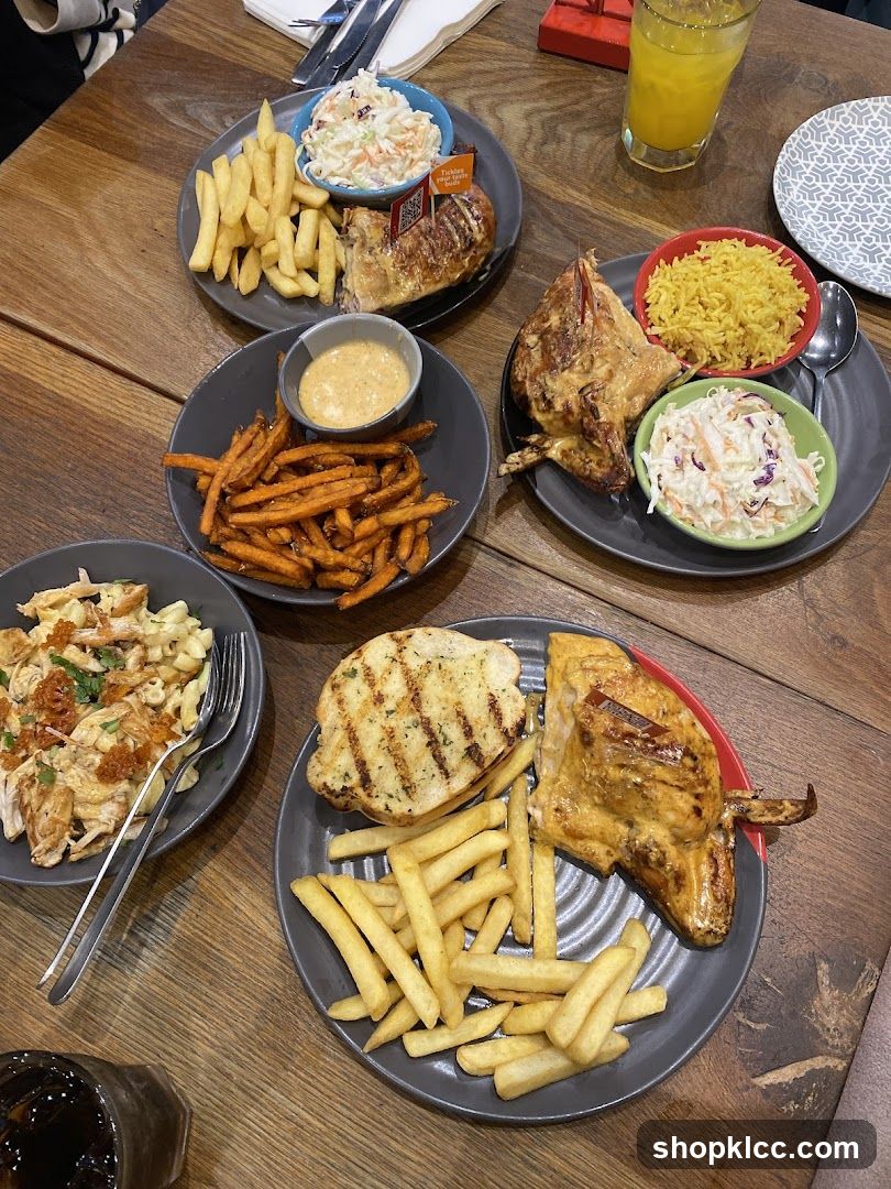 Plates of food on a wooden table
