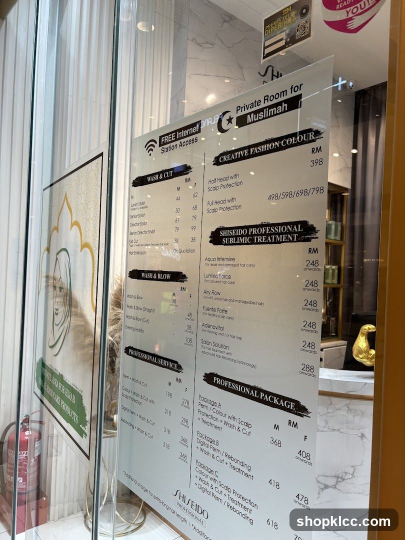 Hair Salon Price List