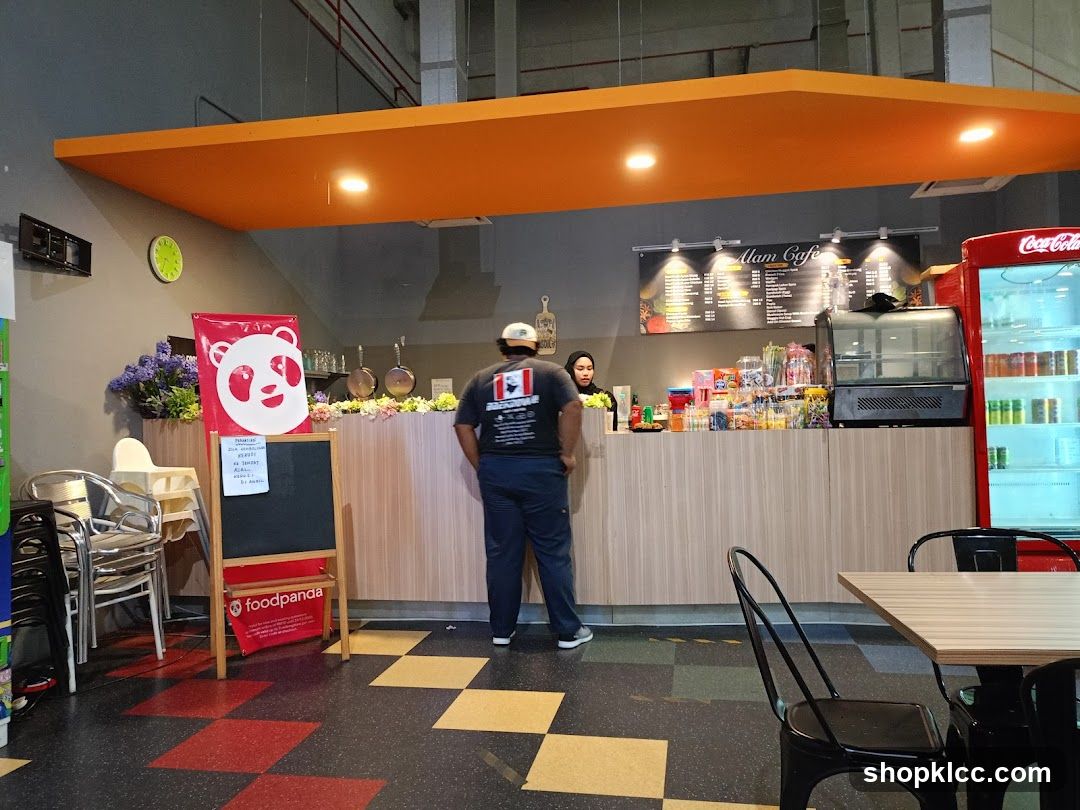 Cafe Counter with Menu and Staff
