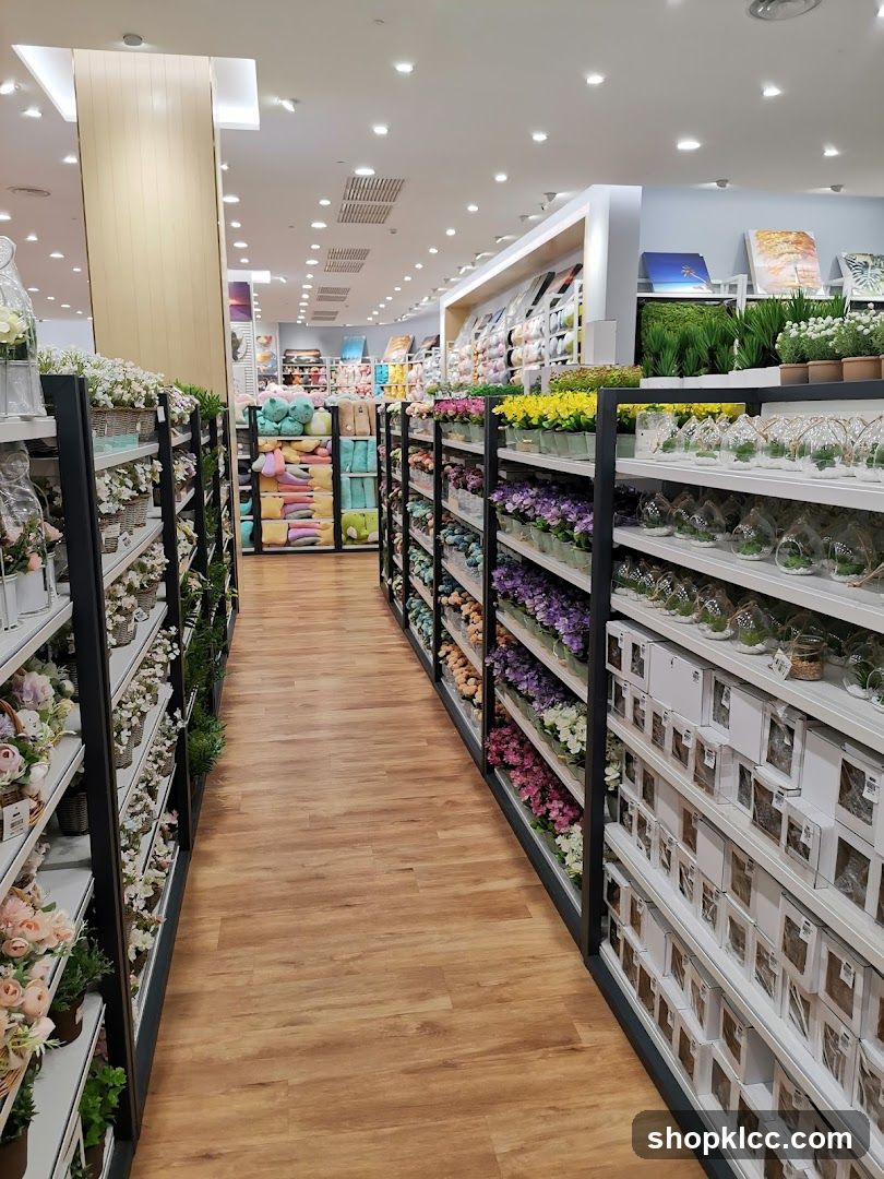 Store aisle with home decor items