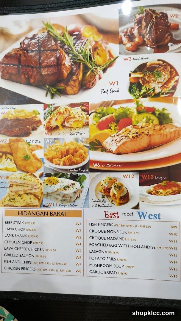 East meet West Menu