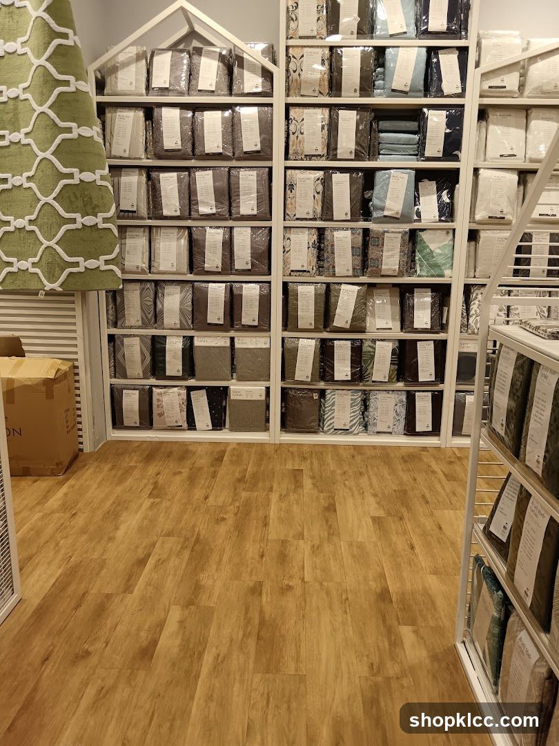 Shelves of Packaged Bedding