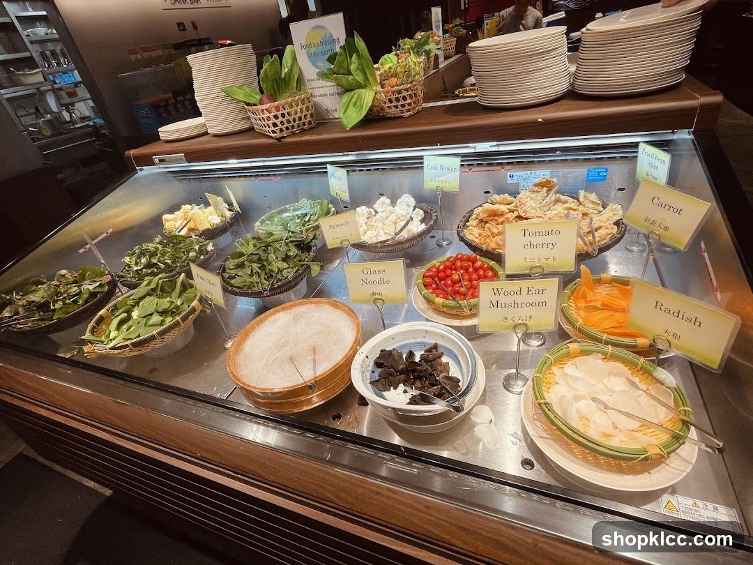 Buffet Display with Fresh Ingredients