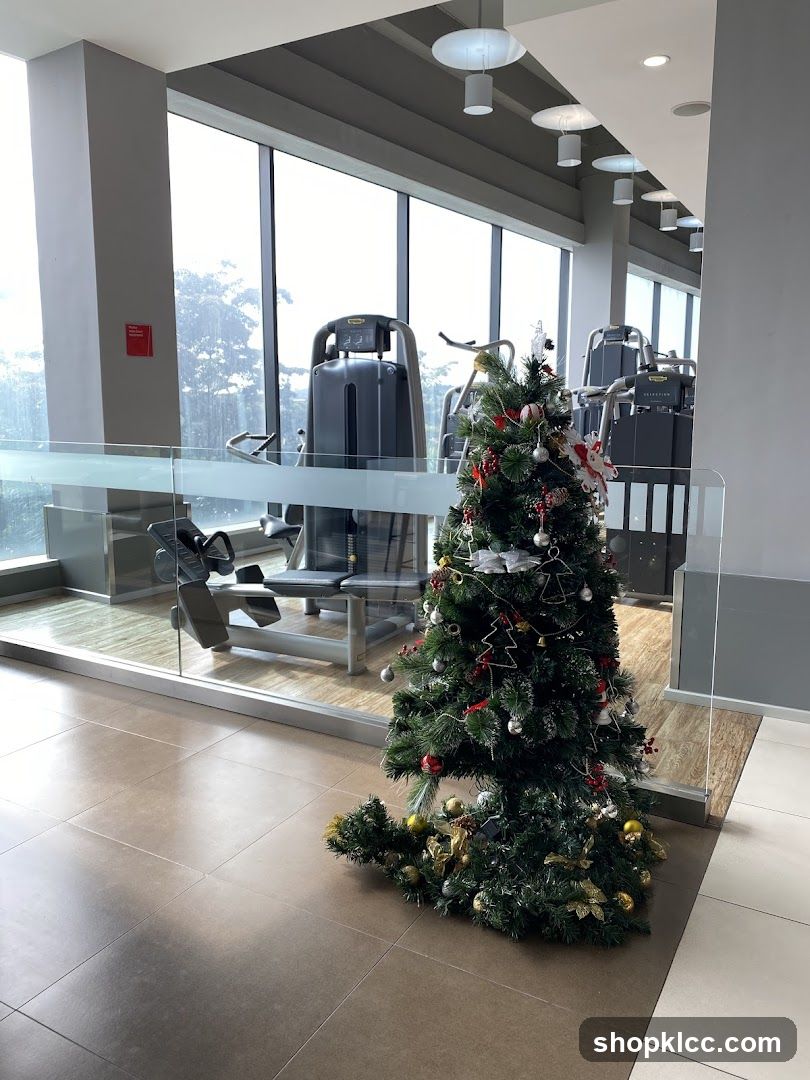 Gym with Christmas Tree