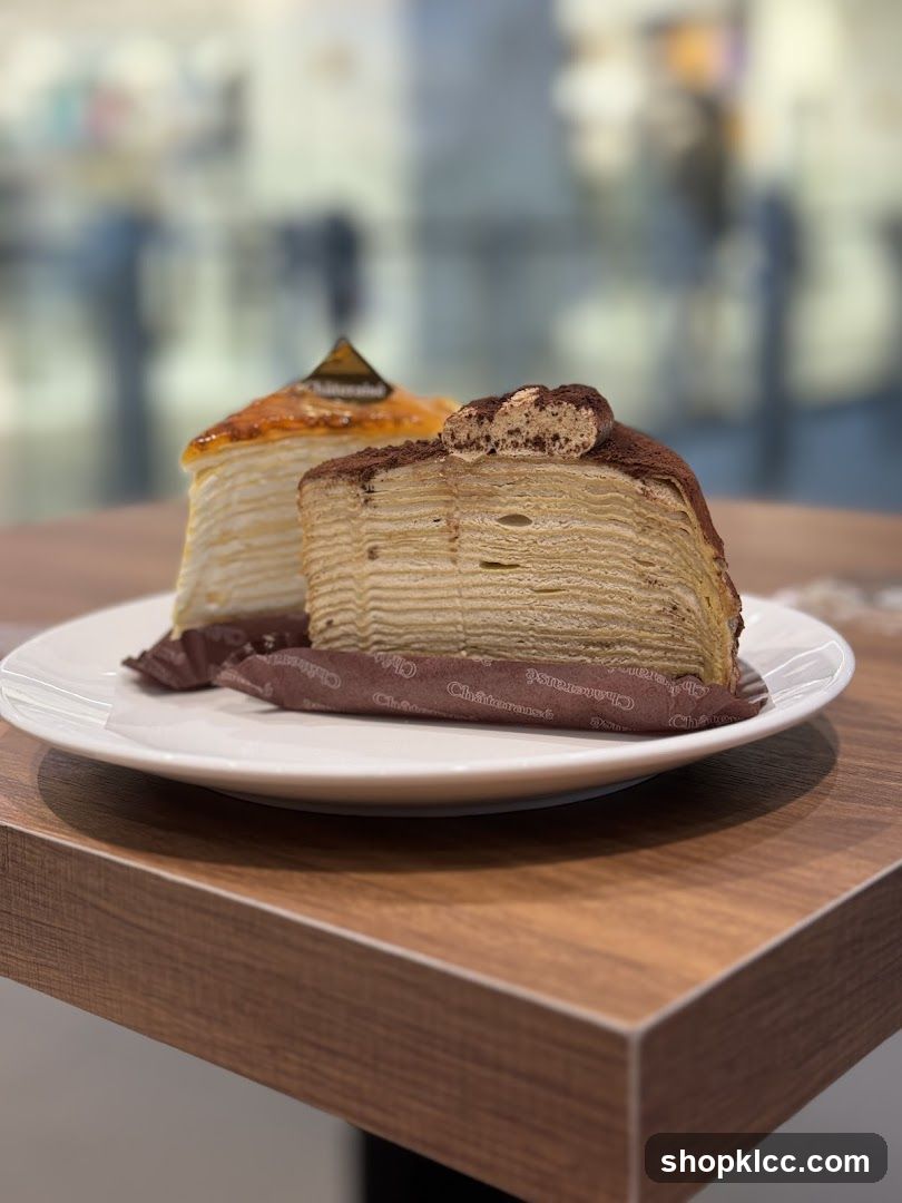 Two Slices of Mille Crepe Cake