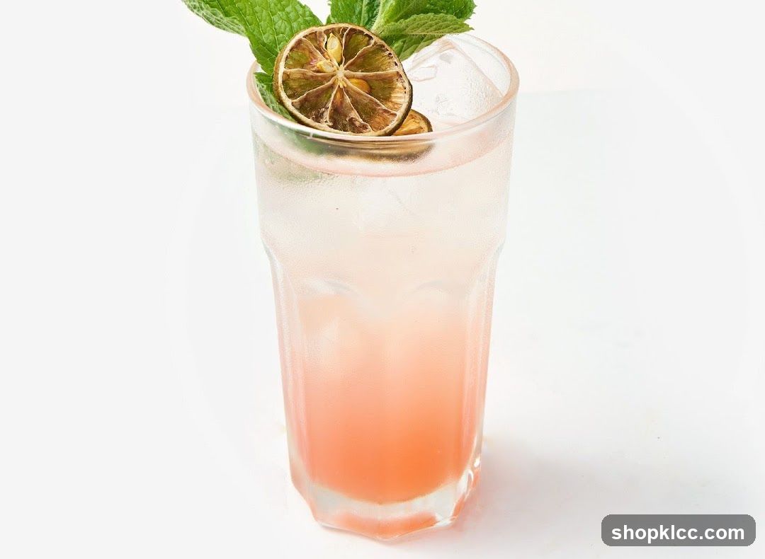 Pink Cocktail with Lime and Mint