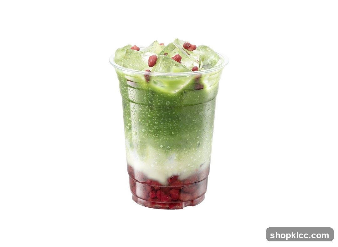 Iced Matcha Drink with Red Beans