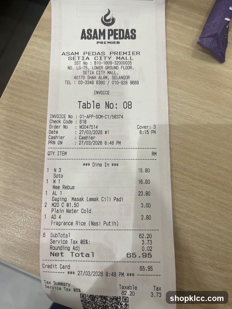 Restaurant Receipt
