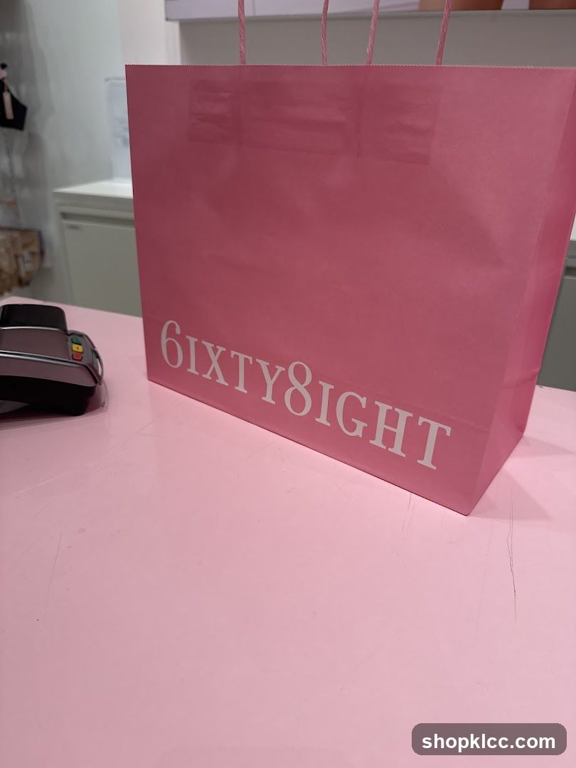 Pink shopping bag with logo