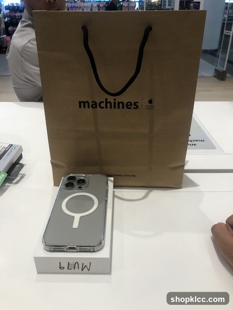 iPhone with MagSafe case and shopping bag