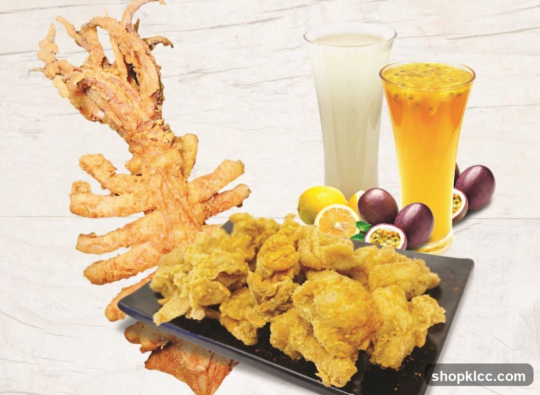 Fried Squid and Chicken Bites with Drinks