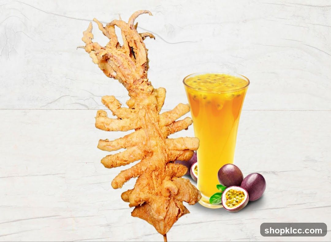 Fried Squid and Passion Fruit Drink