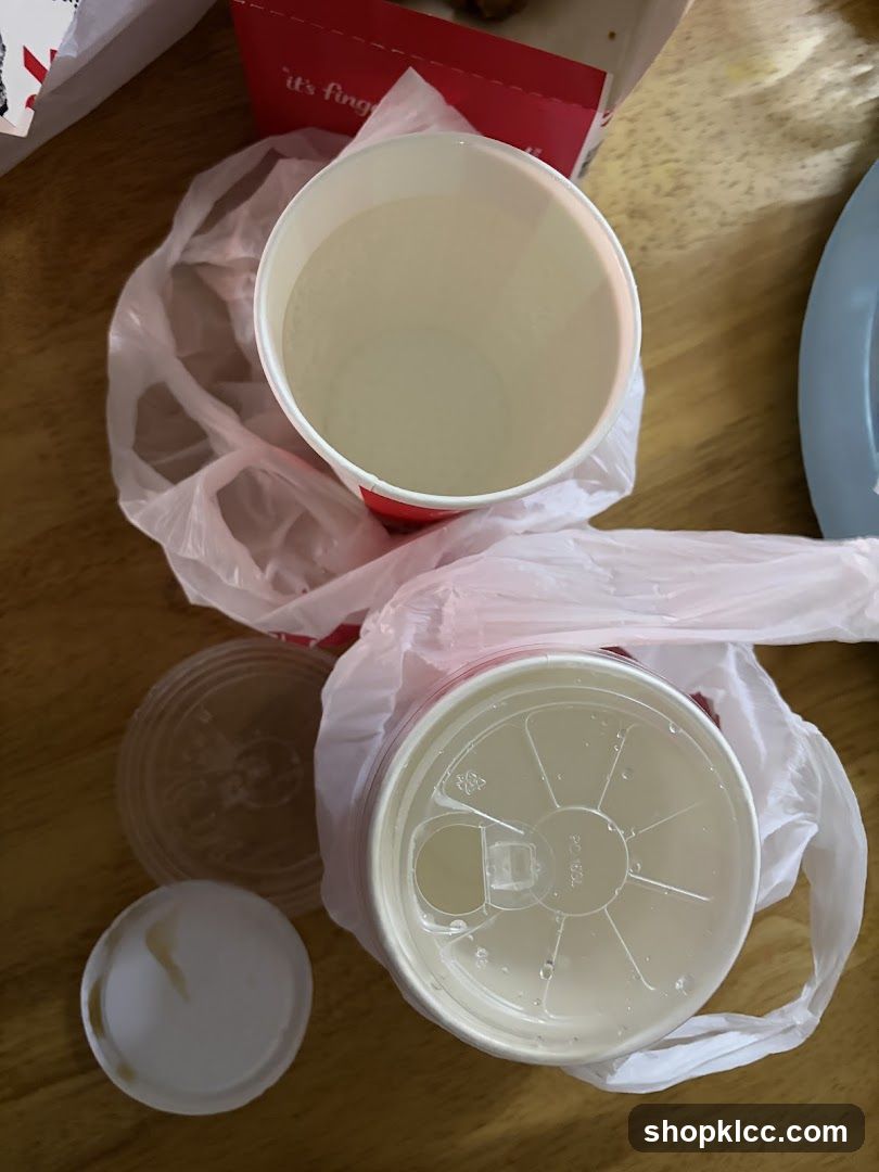 Two drinks in plastic bags