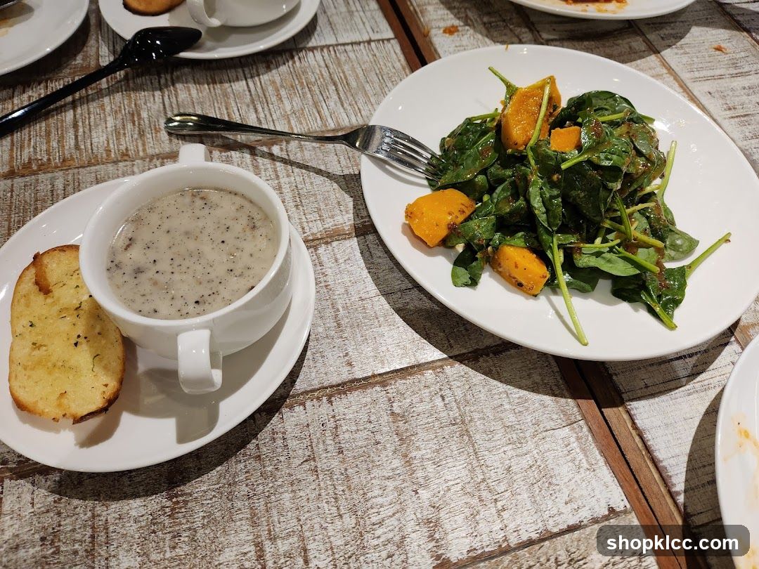 Mushroom Soup and Salad