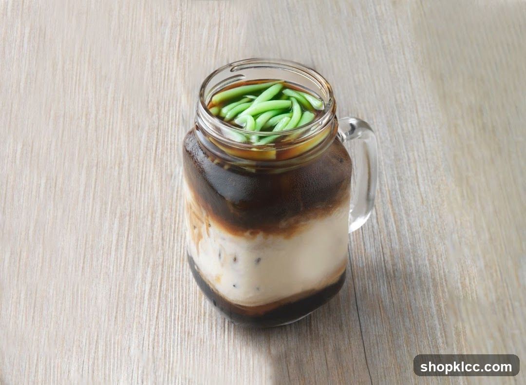 Iced Coffee with Green Jelly