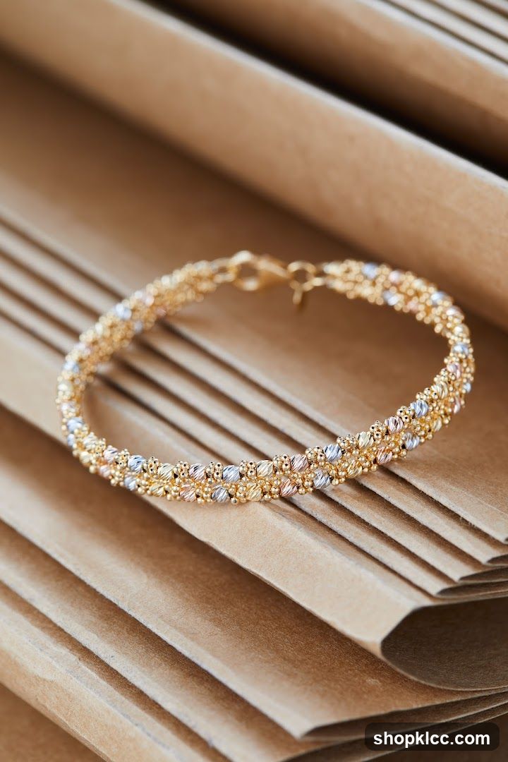 Gold and silver beaded bracelet
