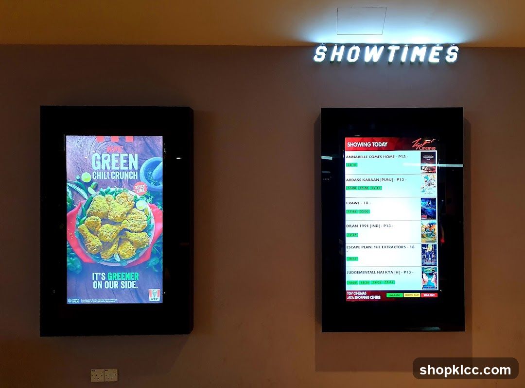 Movie Showtimes and KFC Advertisement