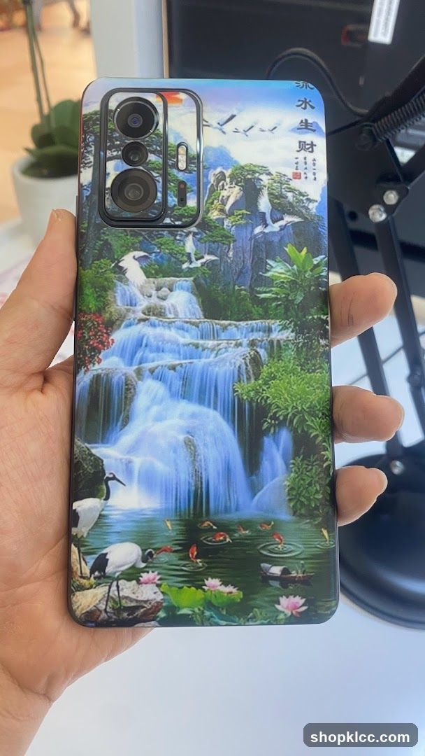Phone Case with Waterfall and Crane Design