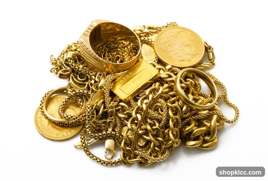 Pile of Gold Jewelry and Coins