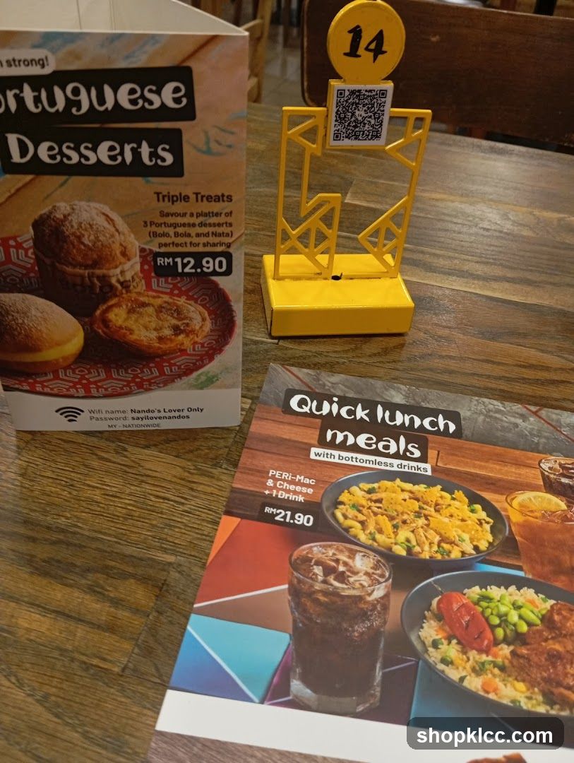 Table with Menu and QR Code Stand