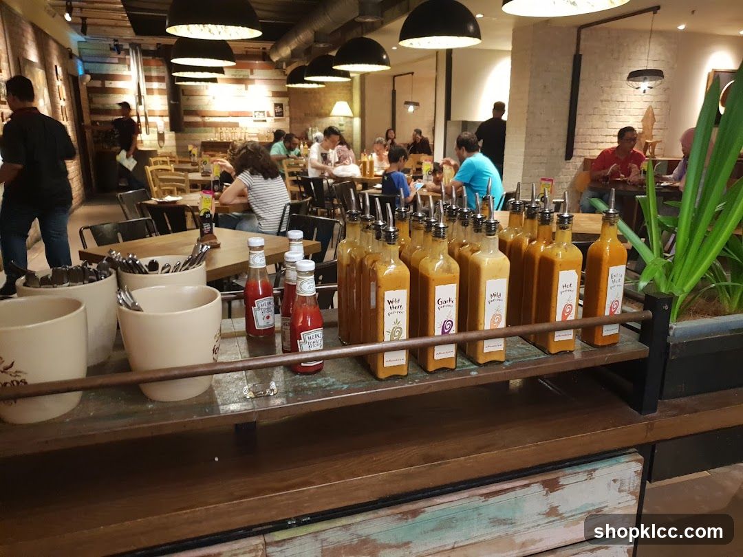 Restaurant Interior with Condiments and Juices