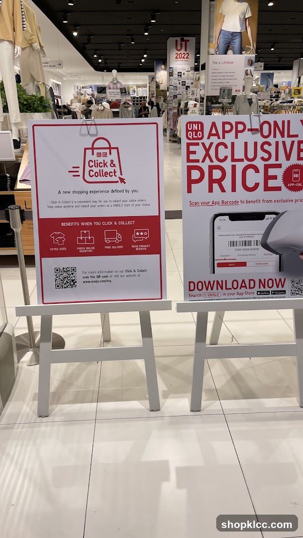 UNIQLO Click & Collect and App-Only Exclusive Price Signs