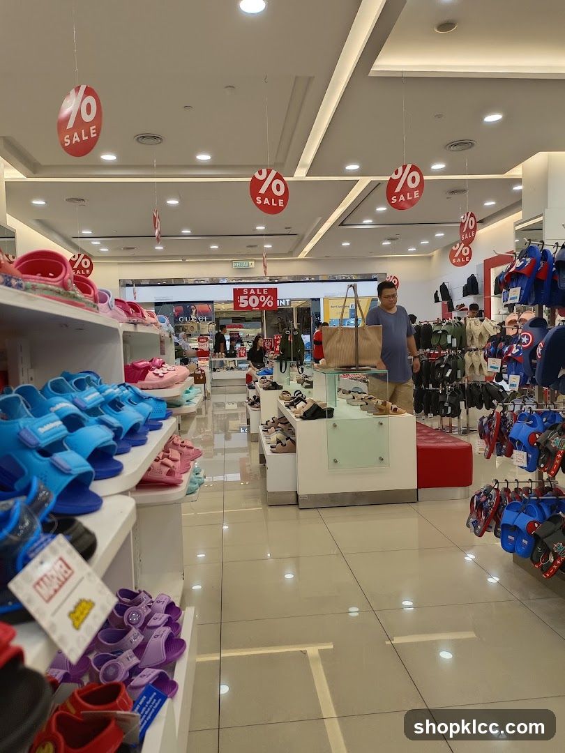 Shoe Store Interior with Sale Signs