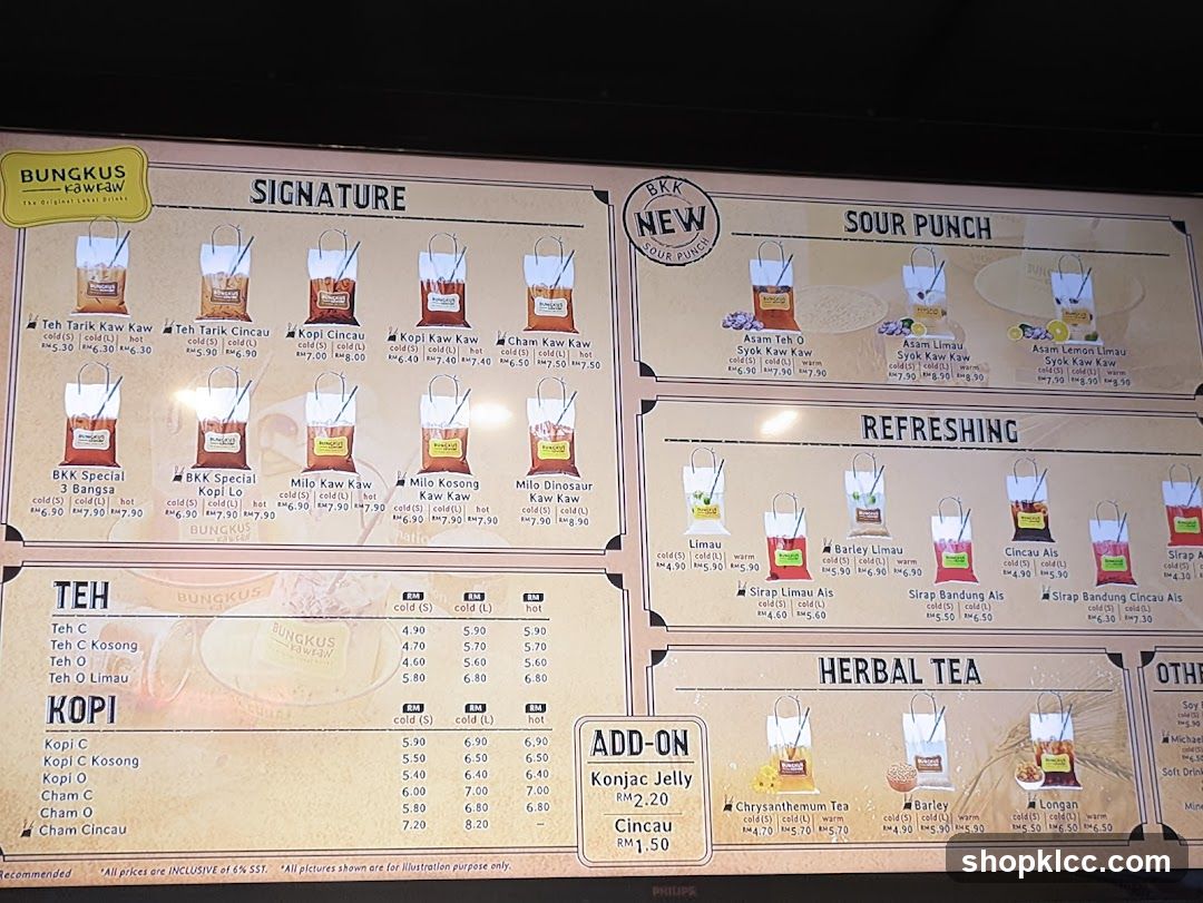 BUNGKUS KAW KAW Menu