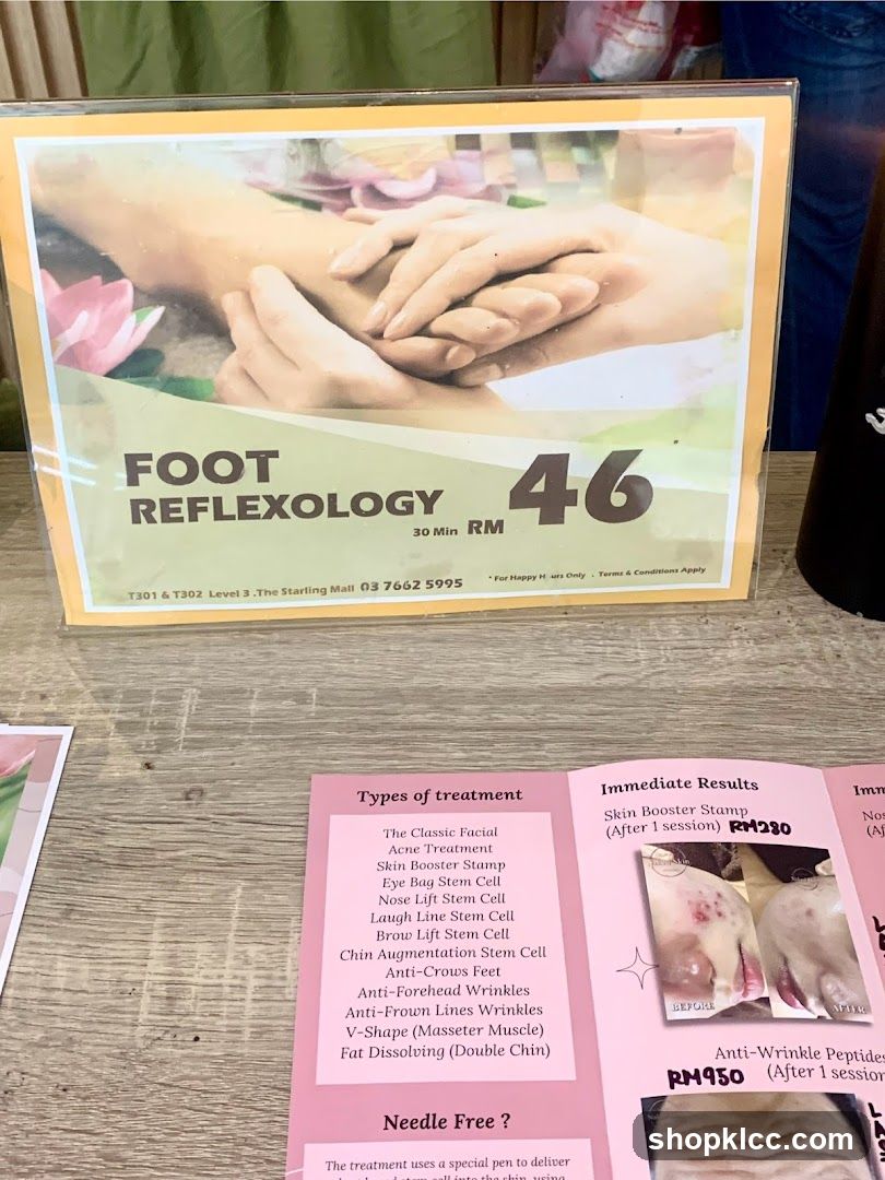 Foot Reflexology Price List and Treatment Menu