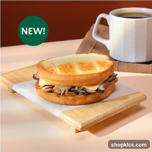 New Toasted Sandwich with Mushrooms and Cheese