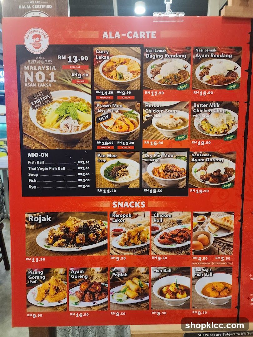 Ah Cheng Laksa Menu