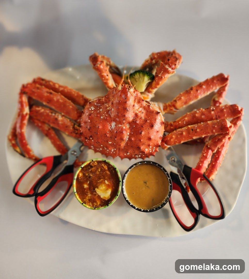 Crab Dish with Sauces and Cutlery