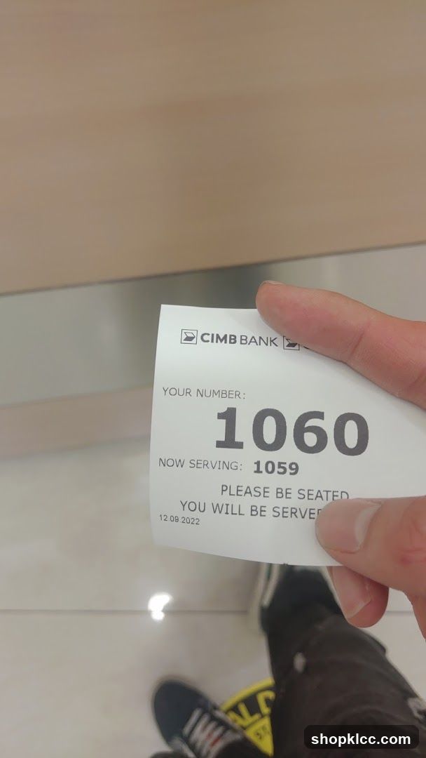 CIMB Bank Queue Ticket