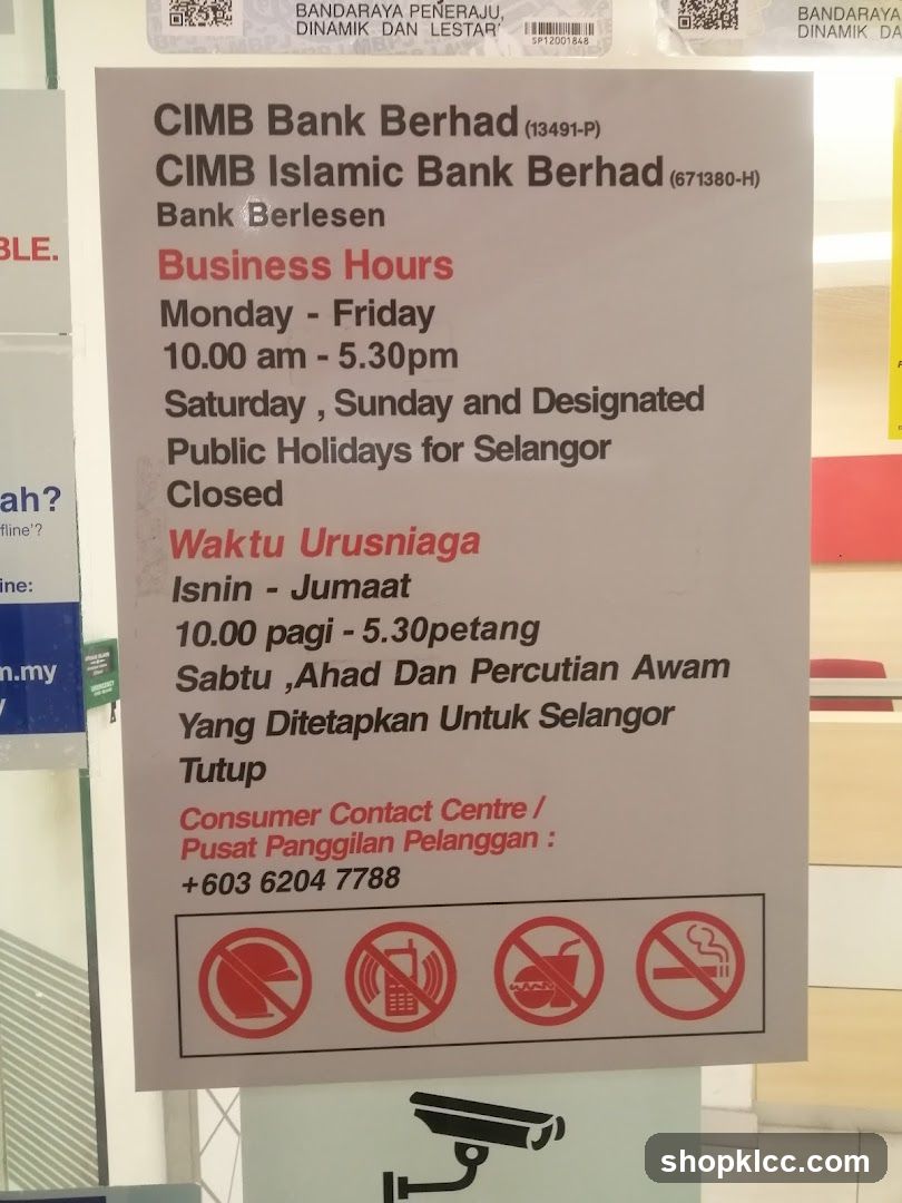 CIMB Bank Business Hours Sign