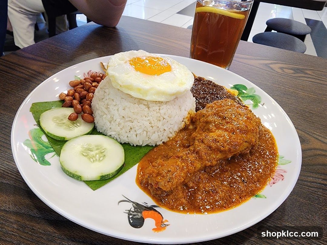 Nasi Lemak with Chicken and Fried Egg