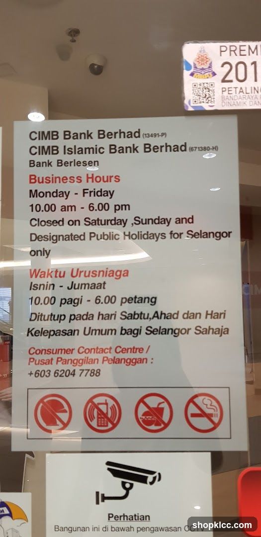 CIMB Bank Business Hours Sign