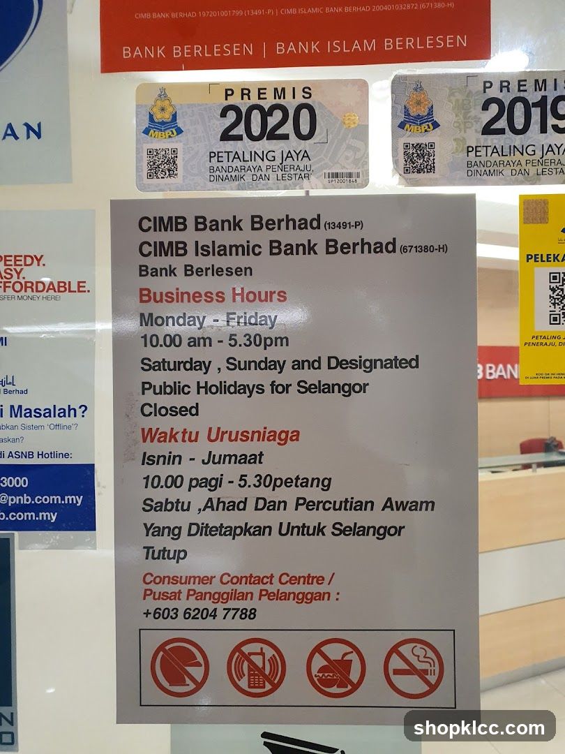 CIMB Bank Business Hours Notice
