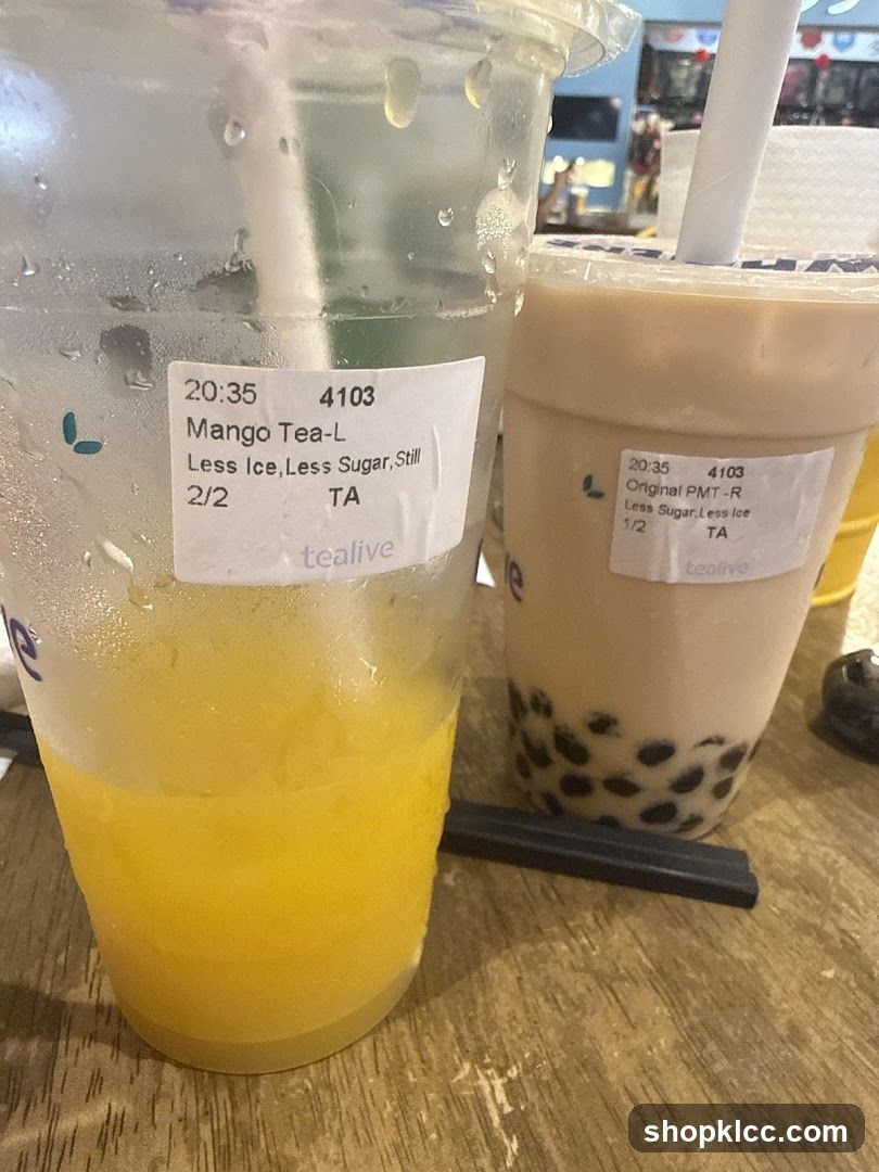 Two bubble tea drinks