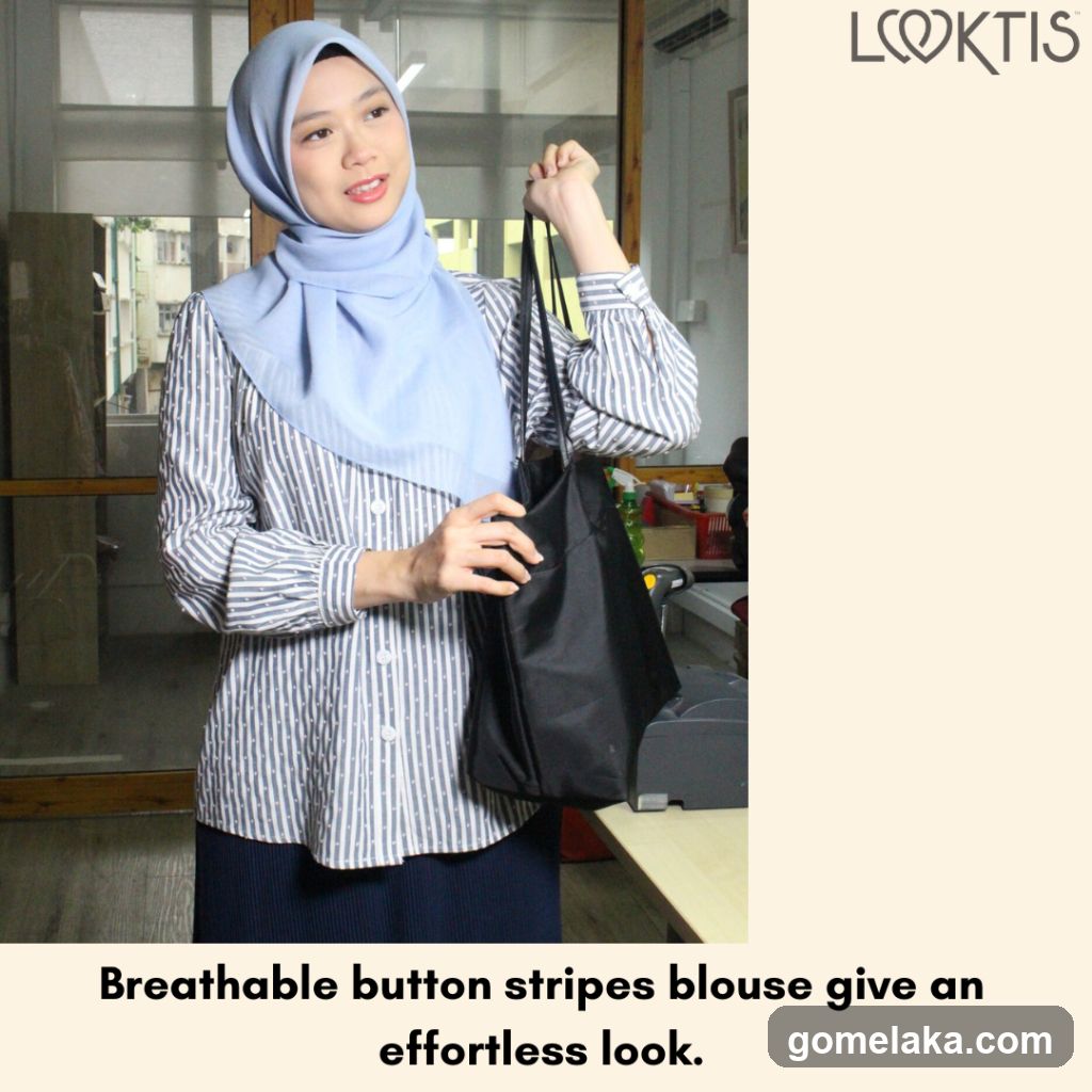 Model wearing breathable blouse and hijab