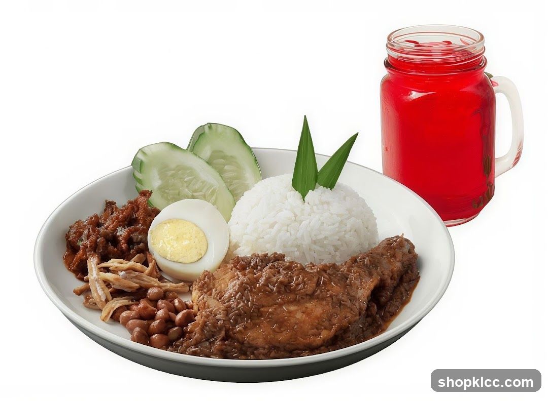 Nasi Lemak with Chicken and Drink