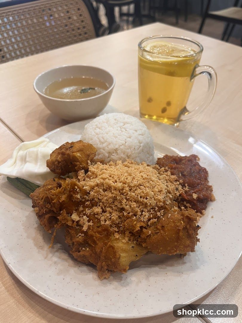 Fried Chicken Meal with Soup and Drink