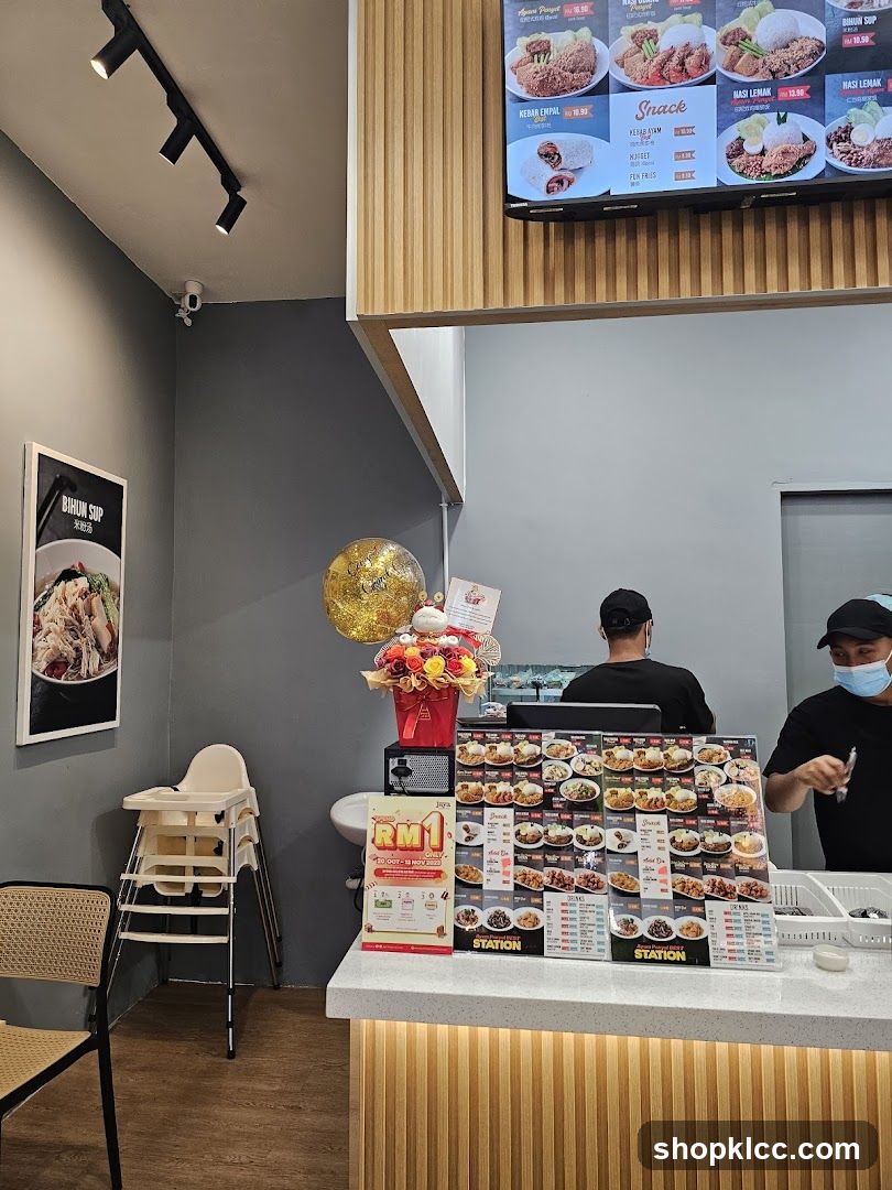 Restaurant Interior with Menu Displays