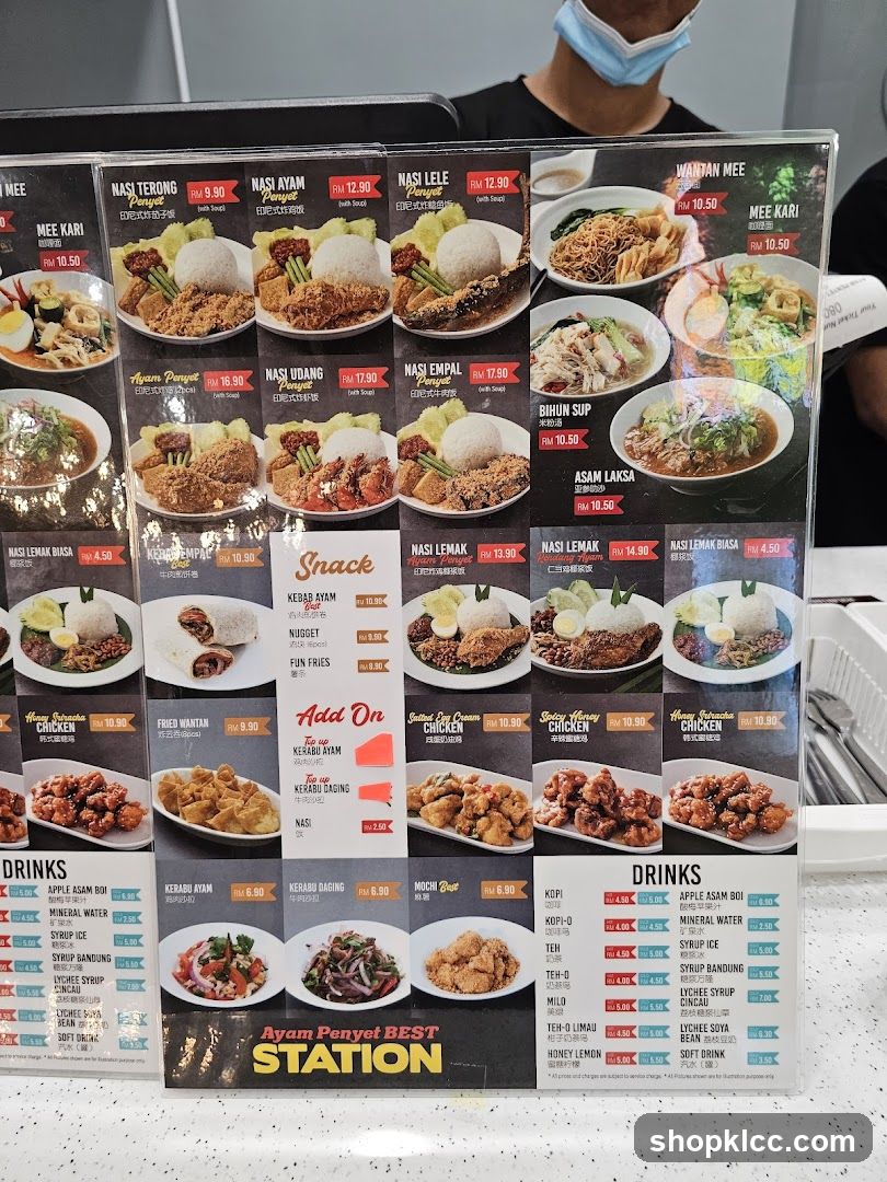 Ayam Penyet BEST STATION Menu
