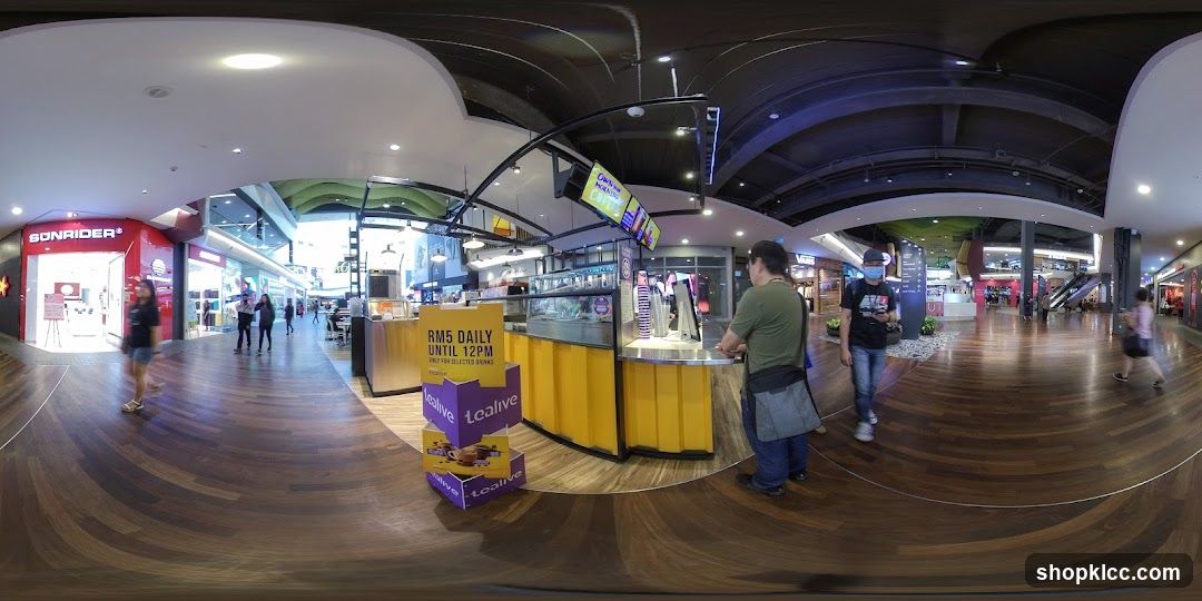 Mall Interior with Shops and Food Kiosk