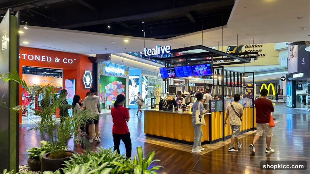 Shopping Mall Interior with Shops and Food Stalls