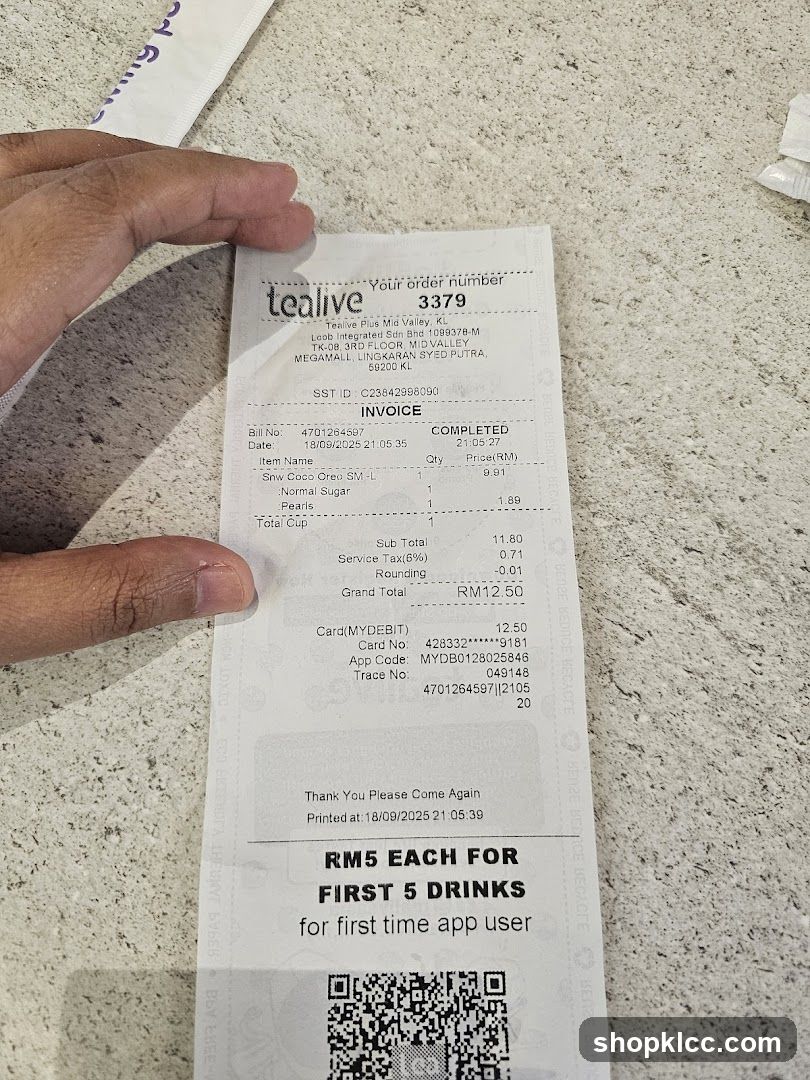 Tealive Receipt