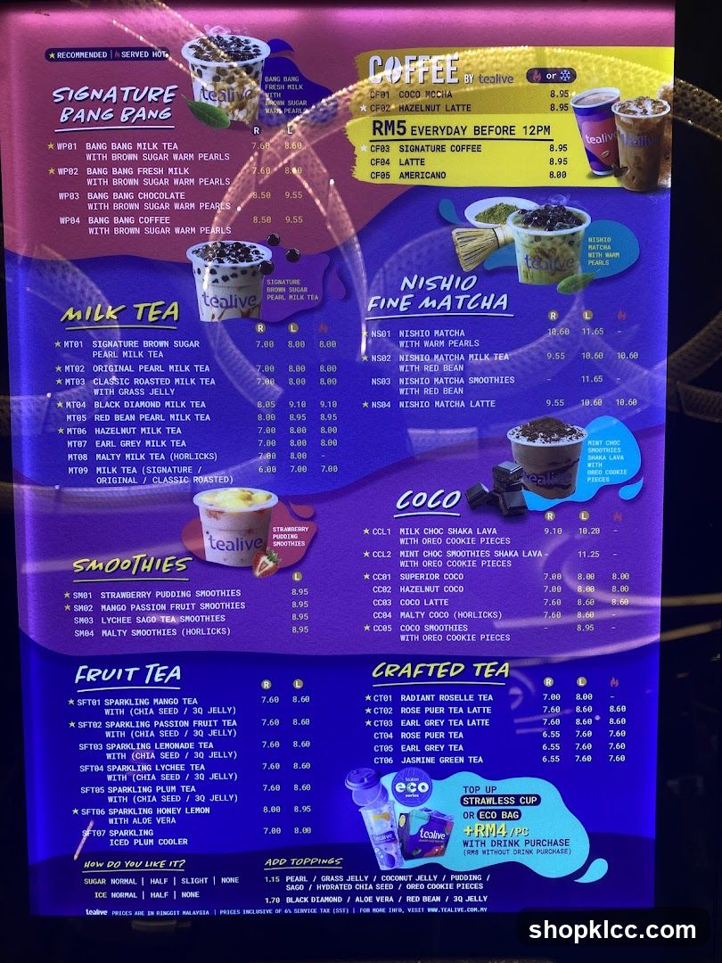 Tealive Menu