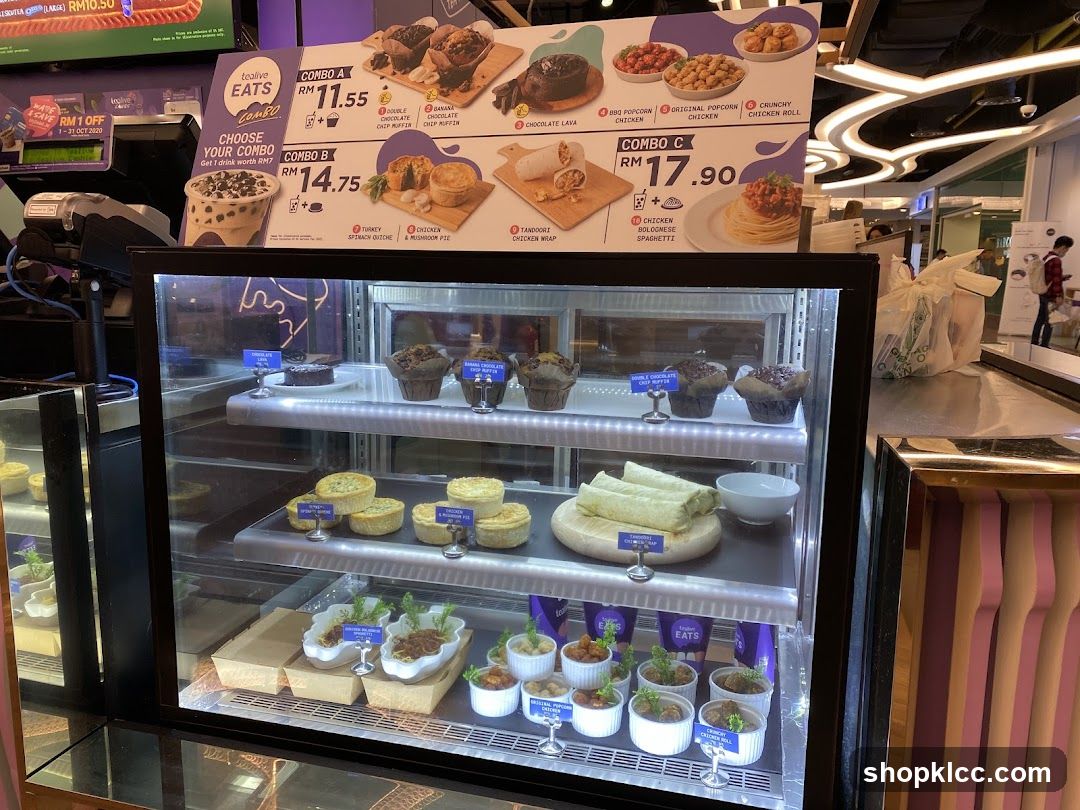 Tealive Eats Combo Menu and Display Case